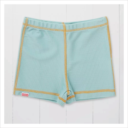 Grass + Air Rash Vest -  Pistachio Ribbed Kids Shortie Swim Shorts