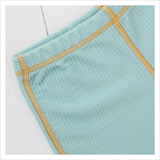 Grass + Air Rash Vest -  Pistachio Ribbed Kids Shortie Swim Shorts