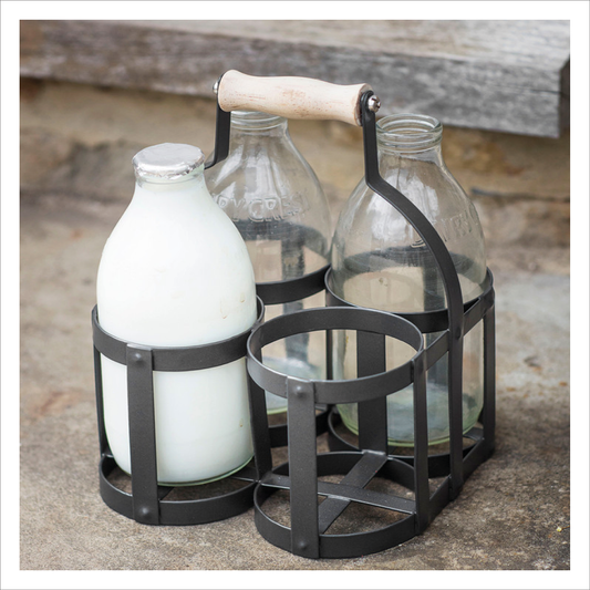 Milk Bottle Holder x 4 Carbon - Garden Trading