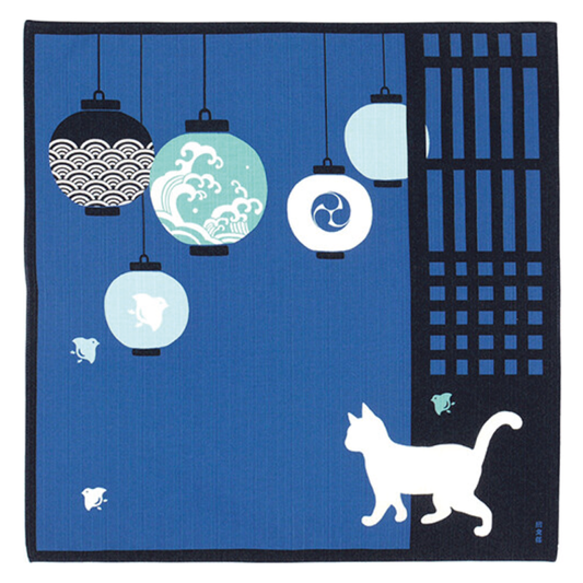 Furoshiki Hanky - Cats & Summer Lanterns