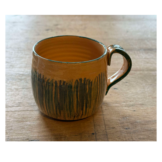 Hand Thrown Mug - Teal / Grey Stripe