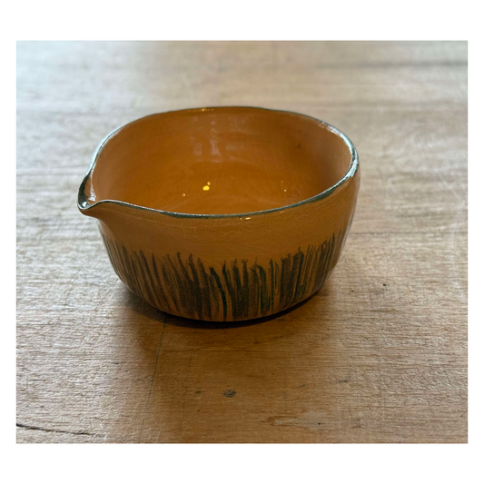 Hand Thrown Pouring Bowl - Teal / Grey Stripe