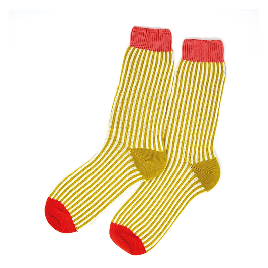 Merino Socks Yellow Stripe - Scarlet Knitwear